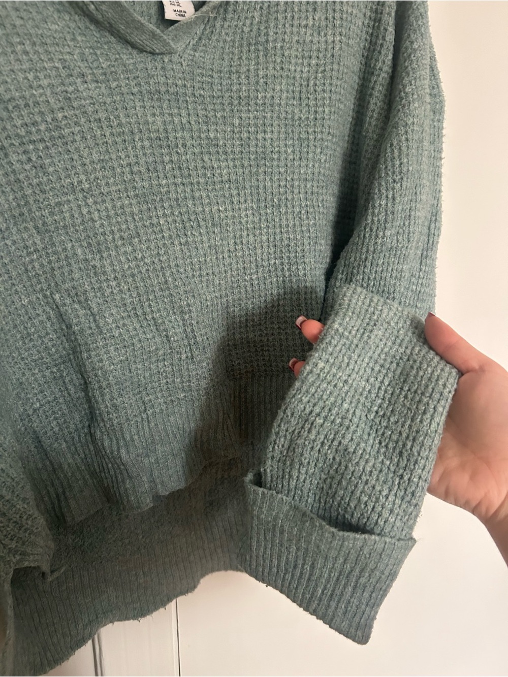 William Rast Sage Green V-Neck Collared Knit Sweater - Picture 2 of 4